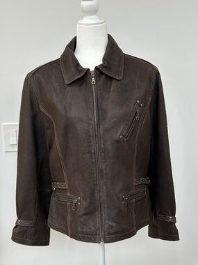 Genuine Leather Distressed Jacket